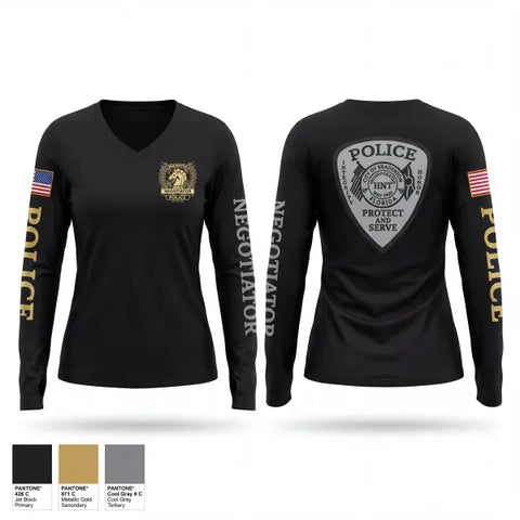 Womens Long Sleeve Vneck Shirt, Bradenton HNT, Police, Teamtime, Team time, sublimation, custom sports apparel, team uniforms, spirit wear, spiritwear, sports uniforms, custom shirts, team store, custom team store, fundraiser sports, apparel fundraiser