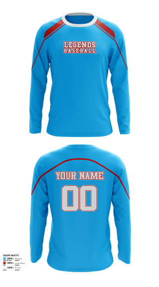 Long Sleeve Performance Shirt, Legends, Baseball, Teamtime, Team time, sublimation, custom sports apparel, team uniforms, spirit wear, spiritwear, sports uniforms, custom shirts, team store, custom team store, fundraiser sports, apparel fundraiser