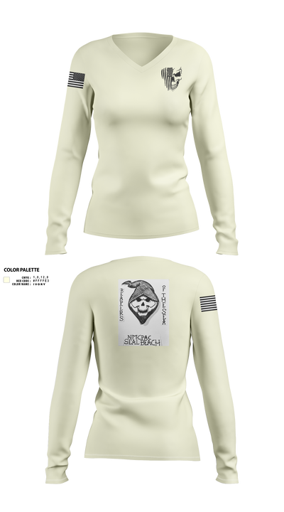 NMCPAC Seal Beach 31658085 Women's Long Sleeve V-neck Shirt - 2