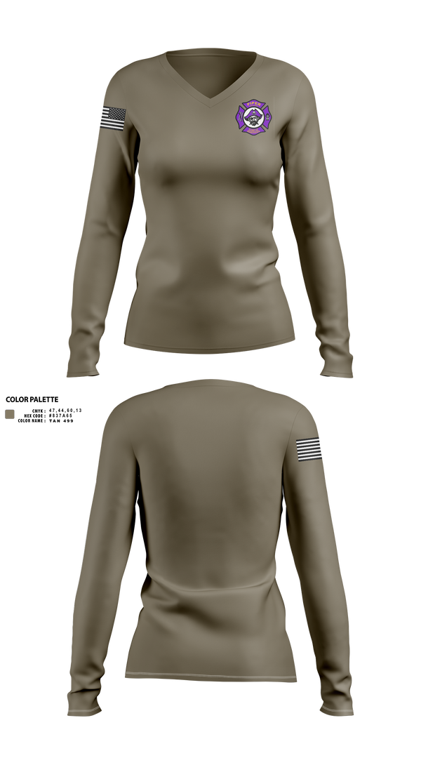 Piper High School Public Services Academy 74445509 Women's Long Sleeve V-neck Shirt -3