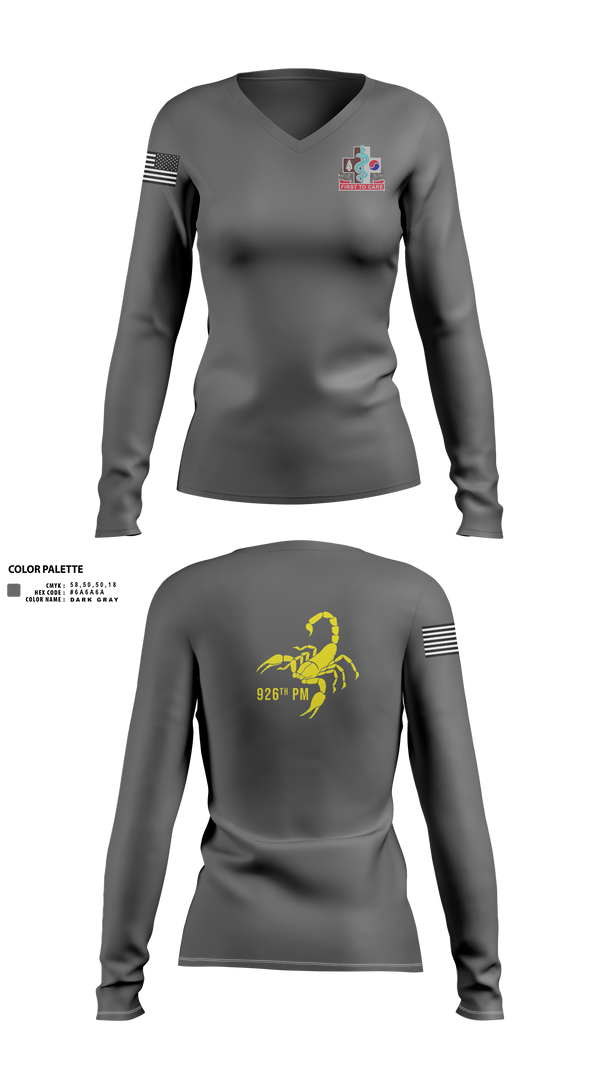 926 PM 83596948 Women's Long Sleeve V-neck Shirt - 3