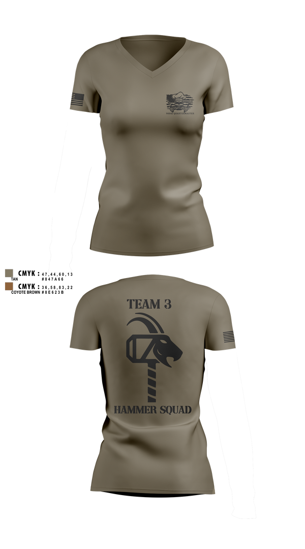 900th QUARTERMASTER 12047177 Women's Short Sleeve V-neck Shirt - 12