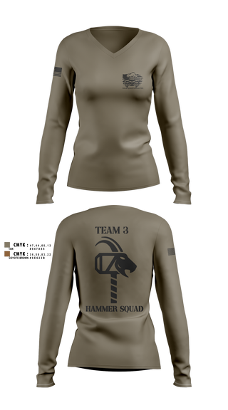 900th QUARTERMASTER 12047177 Women's Long Sleeve V-neck Shirt - 12
