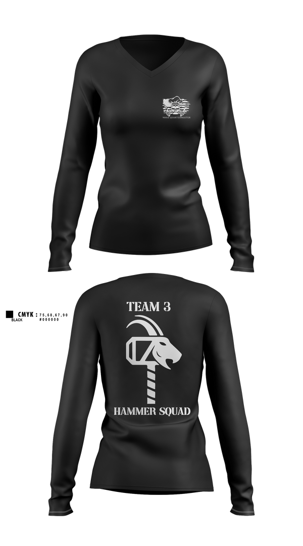 900th QUARTERMASTER 12047177 Women's Long Sleeve V-neck Shirt - 14