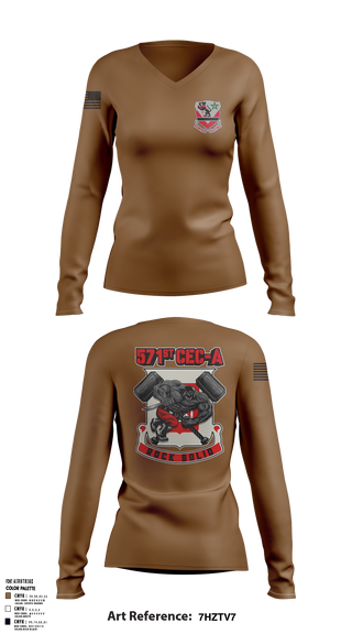 16th BEB 571st Company 8962391 Women's Long Sleeve V-neck Shirt - 1