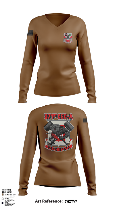 16th BEB 571st Company 8962391 Women's Long Sleeve V-neck Shirt - 1