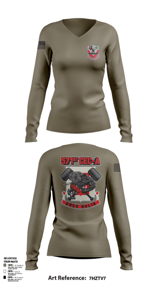 16th BEB 571st Company 8962391 Women's Long Sleeve V-neck Shirt -2