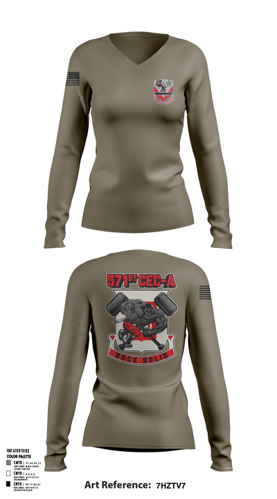 16th BEB 571st Company 8962391 Women's Long Sleeve V-neck Shirt -2
