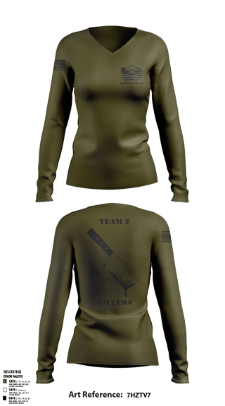 900 TEAM 2 3732293 Women's Long Sleeve V-neck Shirt - 2