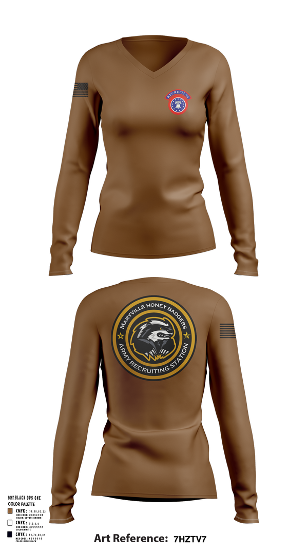 USAREC 47194249 Women's Long Sleeve V-neck Shirt - 1