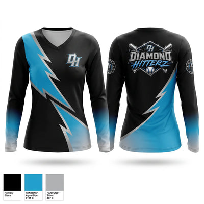 Diamond Hitterz Women's Long Sleeve V-neck Shirt - 1
