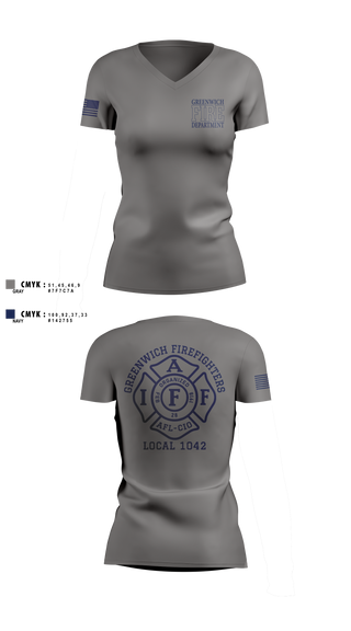Womens Short Sleeve Vneck Shirt, Greenwich Fire Local 1042, Fire Department, Teamtime, Team time, sublimation, custom sports apparel, team uniforms, spirit wear, spiritwear, sports uniforms, custom shirts, team store, custom team store, fundraiser sports, apparel fundraiser