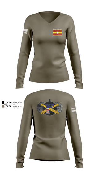 Womens Long Sleeve Vneck Shirt, Freedom FSC, 1-320th FAR, Army, Teamtime, Team time, sublimation, custom sports apparel, team uniforms, spirit wear, spiritwear, sports uniforms, custom shirts, team store, custom team store, fundraiser sports, apparel fundraiser