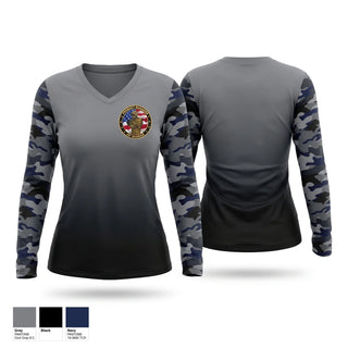 Womens Long Sleeve Vneck Shirt, PM Air Warrior, , Teamtime, Team time, sublimation, custom sports apparel, team uniforms, spirit wear, spiritwear, sports uniforms, custom shirts, team store, custom team store, fundraiser sports, apparel fundraiser