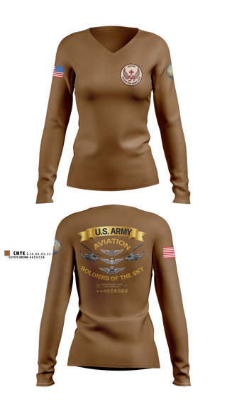 Womens Long Sleeve Vneck Shirt, 54th Medical Company, Army, Teamtime, Team time, sublimation, custom sports apparel, team uniforms, spirit wear, spiritwear, sports uniforms, custom shirts, team store, custom team store, fundraiser sports, apparel fundraiser