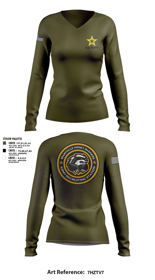 Maryville Honeybadger 60960842 Women's Long Sleeve V-neck Shirt - 7