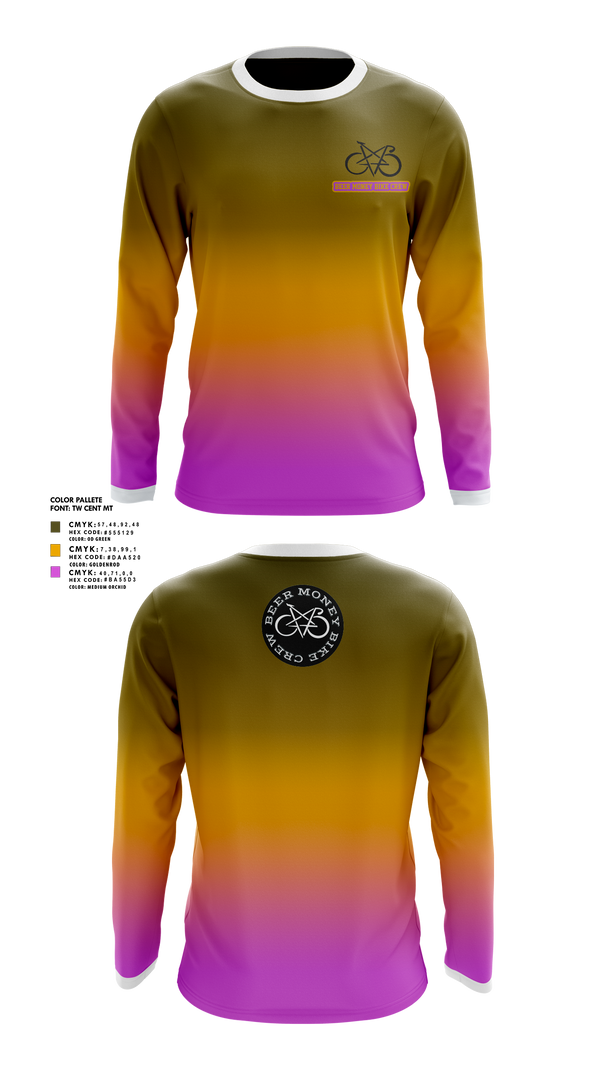 Beer Money Bike Crew 91191775 Long Sleeve Performance Shirt 1