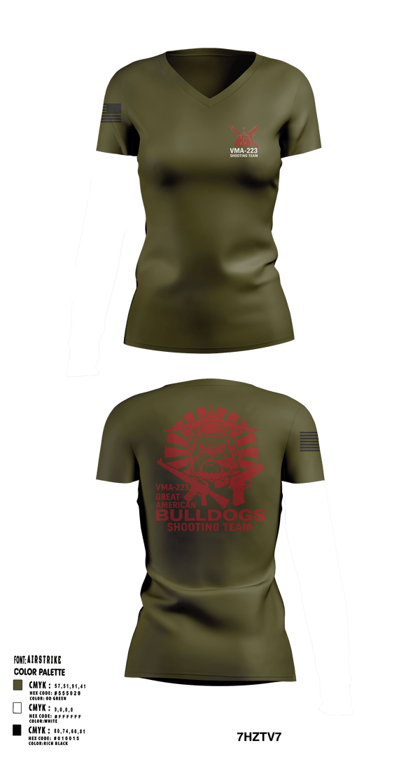 VMA-223 90216803 Women's Short Sleeve V-neck Shirt - 102