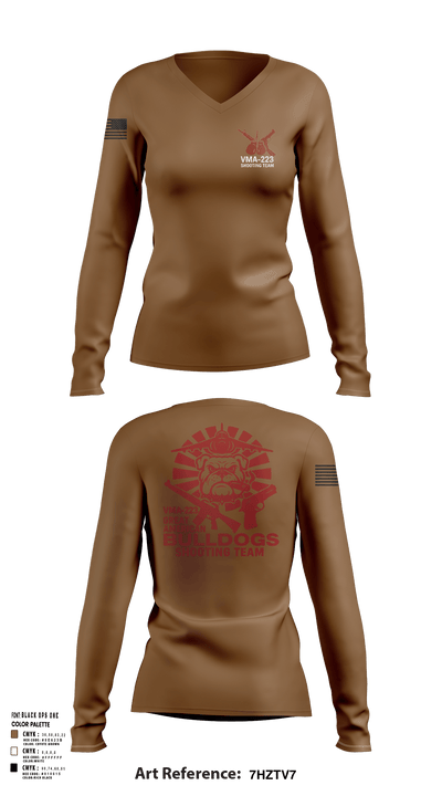 VMA-223 90216803 Women's Long Sleeve V-neck Shirt - 101