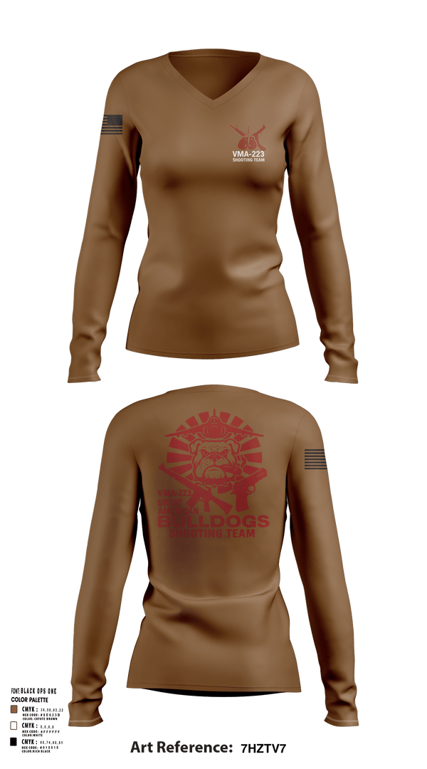 VMA-223 90216803 Women's Long Sleeve V-neck Shirt - 101