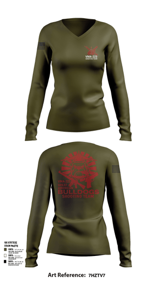 VMA-223 90216803 Women's Long Sleeve V-neck Shirt - 102