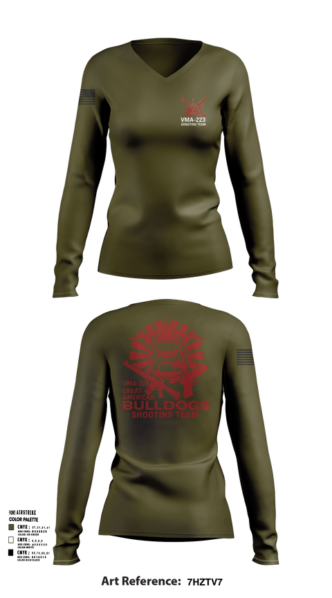 VMA-223 90216803 Women's Long Sleeve V-neck Shirt - 102