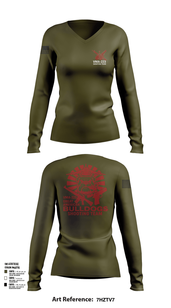 VMA-223 90216803 Women's Long Sleeve V-neck Shirt - 102