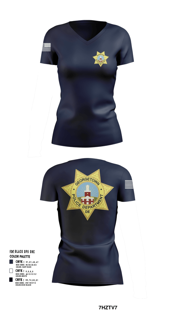Georgetown Police 71499253 Women's Short Sleeve V-neck Shirt - 101
