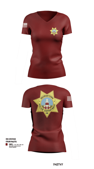 Georgetown Police 71499253 Women's Short Sleeve V-neck Shirt - 102