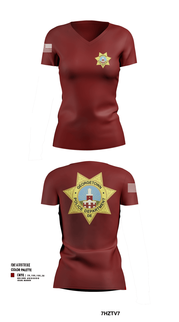 Georgetown Police 71499253 Women's Short Sleeve V-neck Shirt - 102