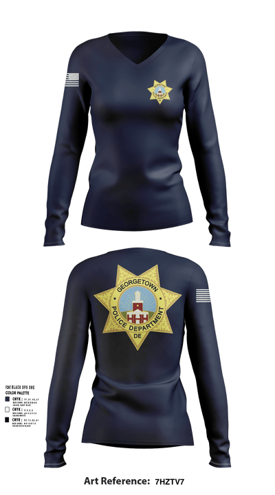 Georgetown Police 71499253 Women's Long Sleeve V-neck Shirt - 101