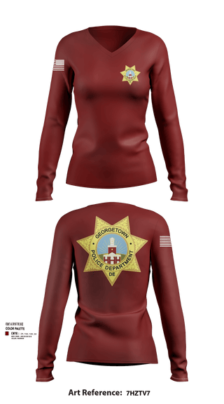 Georgetown Police 71499253 Women's Long Sleeve V-neck Shirt - 102