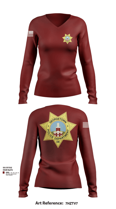Georgetown Police 71499253 Women's Long Sleeve V-neck Shirt - 102
