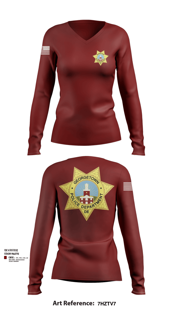 Georgetown Police 71499253 Women's Long Sleeve V-neck Shirt - 102
