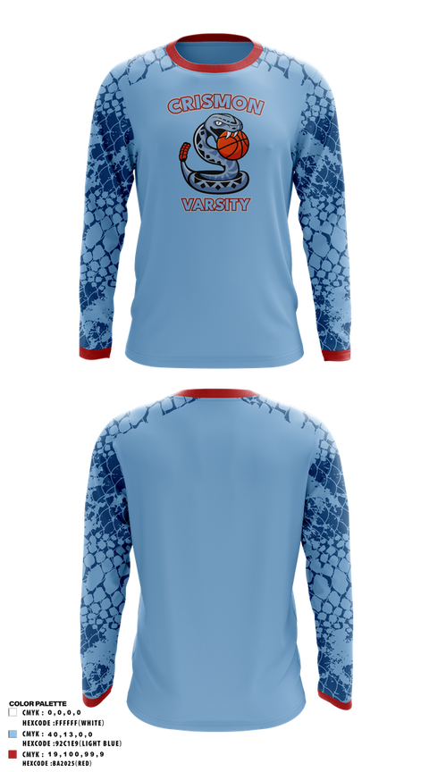 Long Sleeve Performance Shirt, Crismon Rattlers, Women's Basketball, Teamtime, Team time, sublimation, custom sports apparel, team uniforms, spirit wear, spiritwear, sports uniforms, custom shirts, team store, custom team store, fundraiser sports, apparel fundraiser