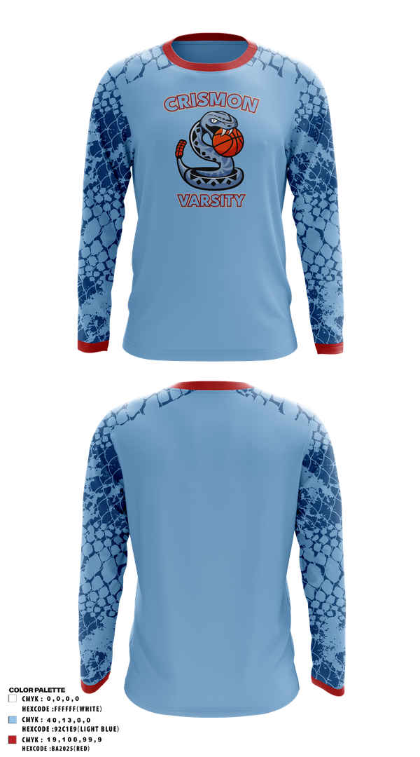 Long Sleeve Performance Shirt, Crismon Rattlers, Women's Basketball, Teamtime, Team time, sublimation, custom sports apparel, team uniforms, spirit wear, spiritwear, sports uniforms, custom shirts, team store, custom team store, fundraiser sports, apparel fundraiser