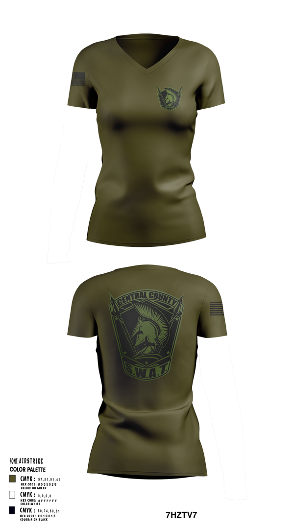 Central County SWAT 7539142 Women's Short Sleeve V-neck Shirt - 101