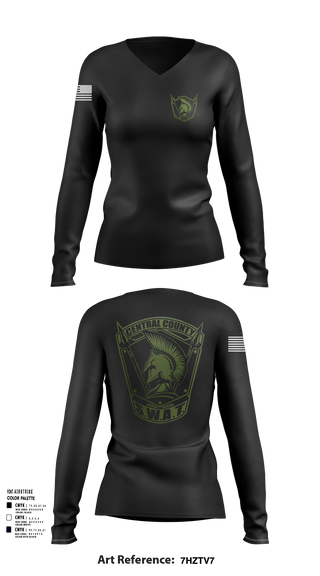 Central County SWAT 7539142 Women's Long Sleeve V-neck Shirt - 102