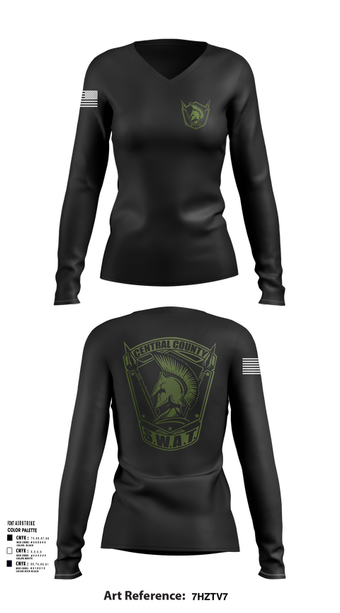 Central County SWAT 7539142 Women's Long Sleeve V-neck Shirt - 102