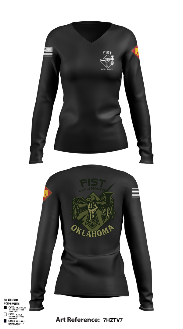 HHB 160th FIST 59313657 Women's Long Sleeve V-neck Shirt - 1