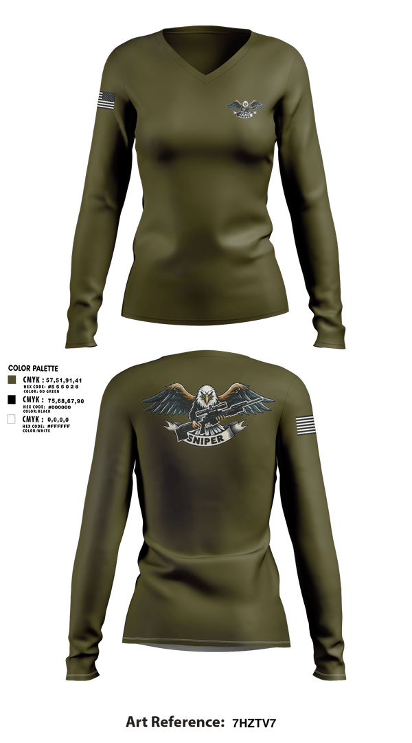 RGV Snipers 18091640 Women's Long Sleeve V-neck Shirt - 1