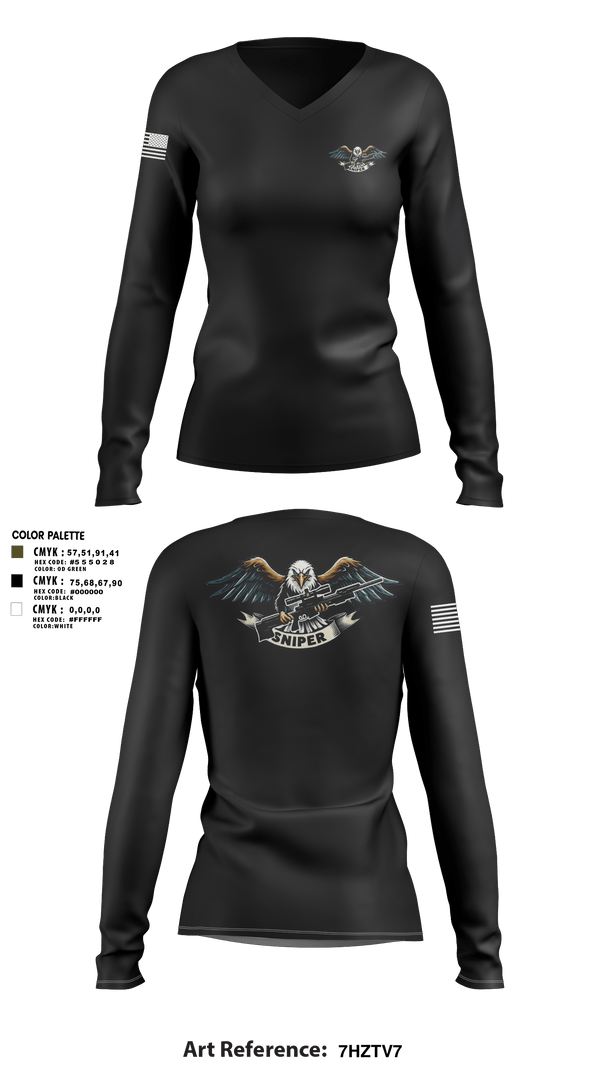 RGV Snipers 18091640 Women's Long Sleeve V-neck Shirt - 3