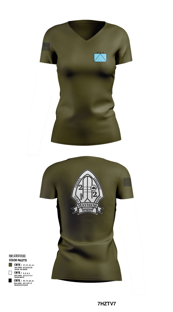2ND BATTALION 2ND MARINE REGIMENT 94580172 Women's Short Sleeve V-neck Shirt - 51
