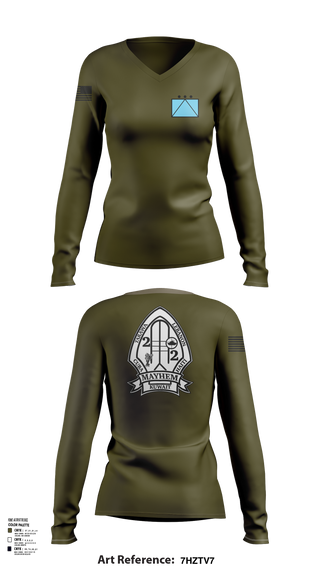 2ND BATTALION 2ND MARINE REGIMENT 94580172 Women's Long Sleeve V-neck Shirt - 51