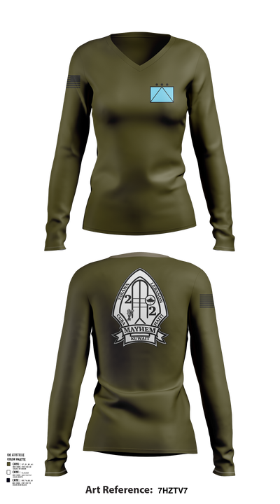 2ND BATTALION 2ND MARINE REGIMENT 94580172 Women's Long Sleeve V-neck Shirt - 51