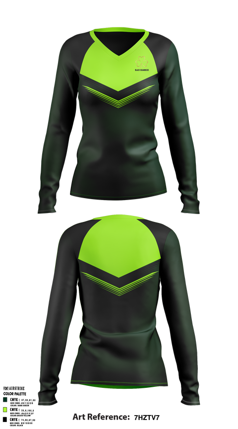 Black Shamrocks 32510226 Women's Long Sleeve V-neck Shirt - 1