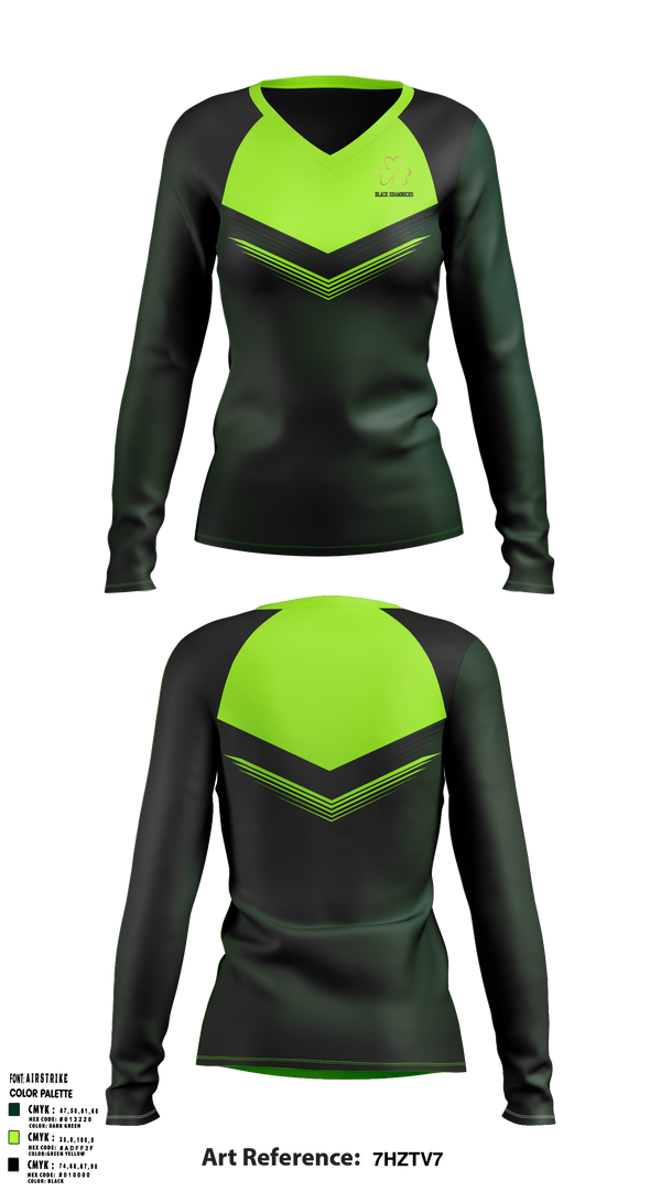 Black Shamrocks 32510226 Women's Long Sleeve V-neck Shirt - 1