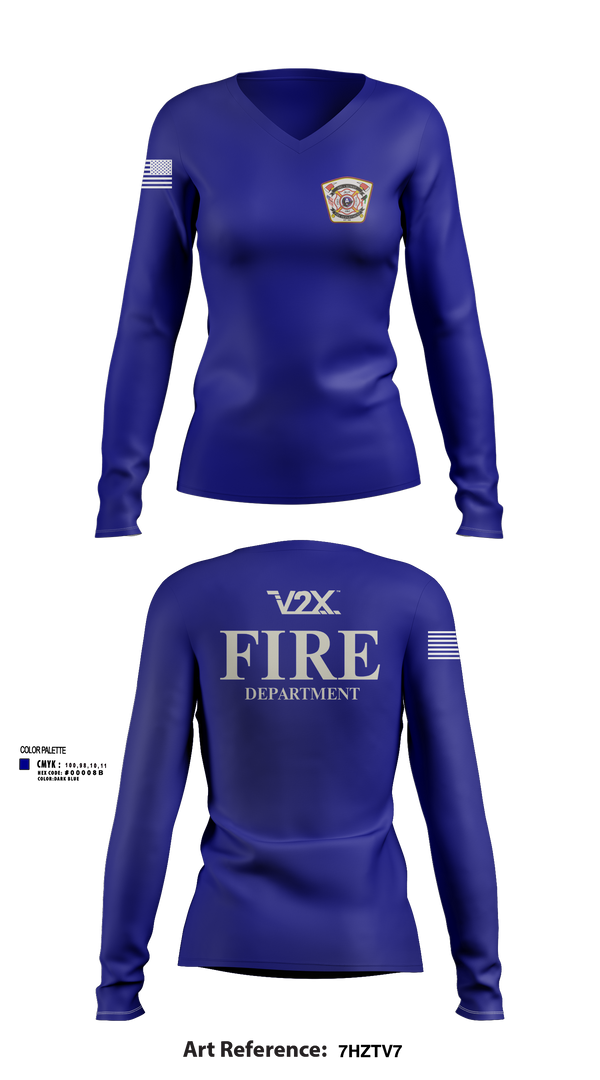 Camp Arifjan Fire Department 82810488 Women's Long Sleeve V-neck Shirt - 22