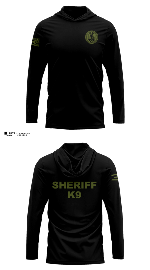 Long Sleeve hooded sunshirt, Franklin County Sheriff Office K9, Police, Teamtime, Team time, sublimation, custom sports apparel, team uniforms, spirit wear, spiritwear, sports uniforms, custom shirts, team store, custom team store, fundraiser sports, apparel fundraiser