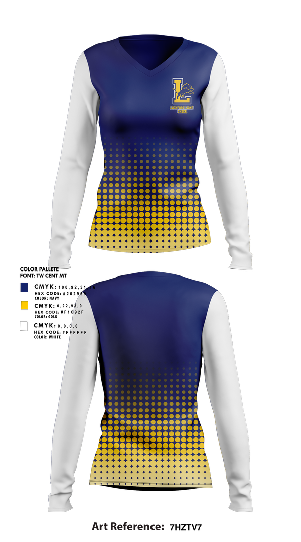 Womens Long Sleeve Vneck Shirt, Lockport Lions, Cheer, Teamtime, Team time, sublimation, custom sports apparel, team uniforms, spirit wear, spiritwear, sports uniforms, custom shirts, team store, custom team store, fundraiser sports, apparel fundraiser